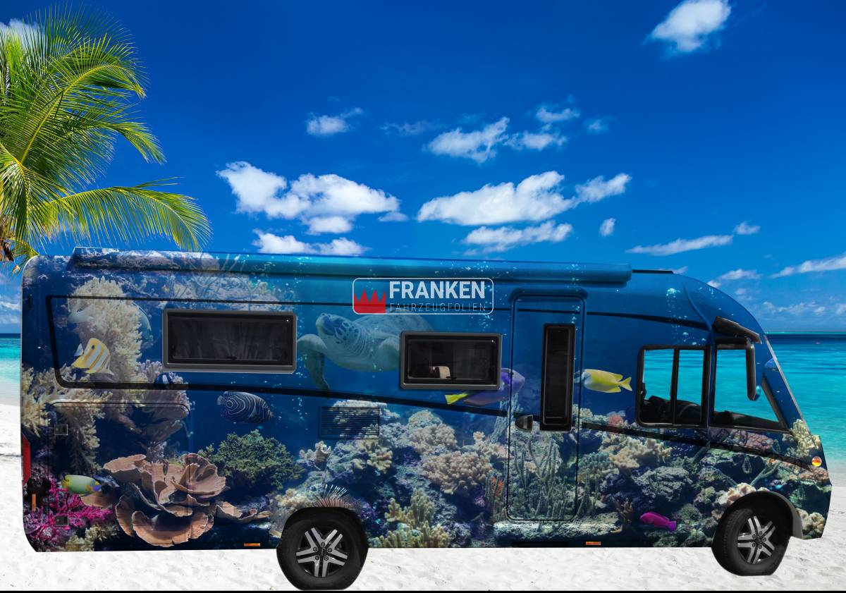 Wohnmobil Folierung Idee Motiv unter Wasser